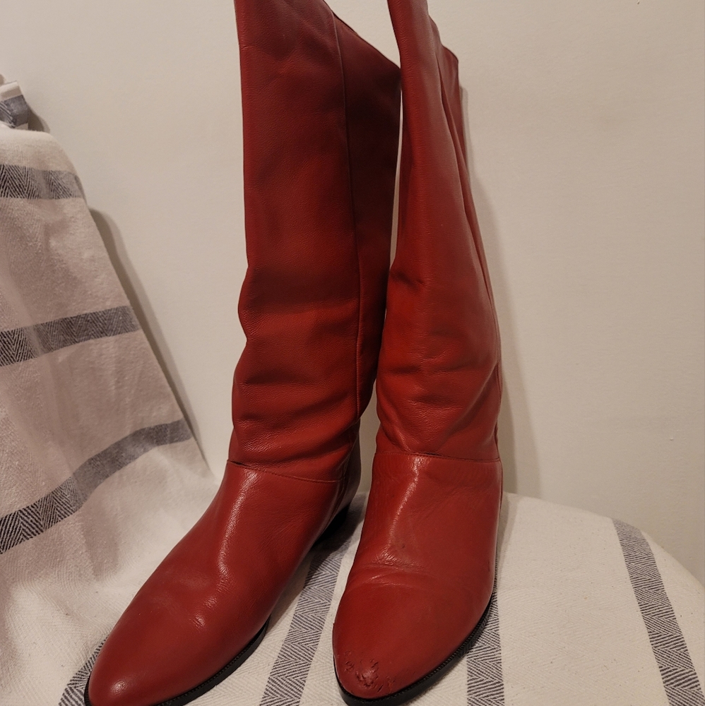 Vintage red leather boots size 11